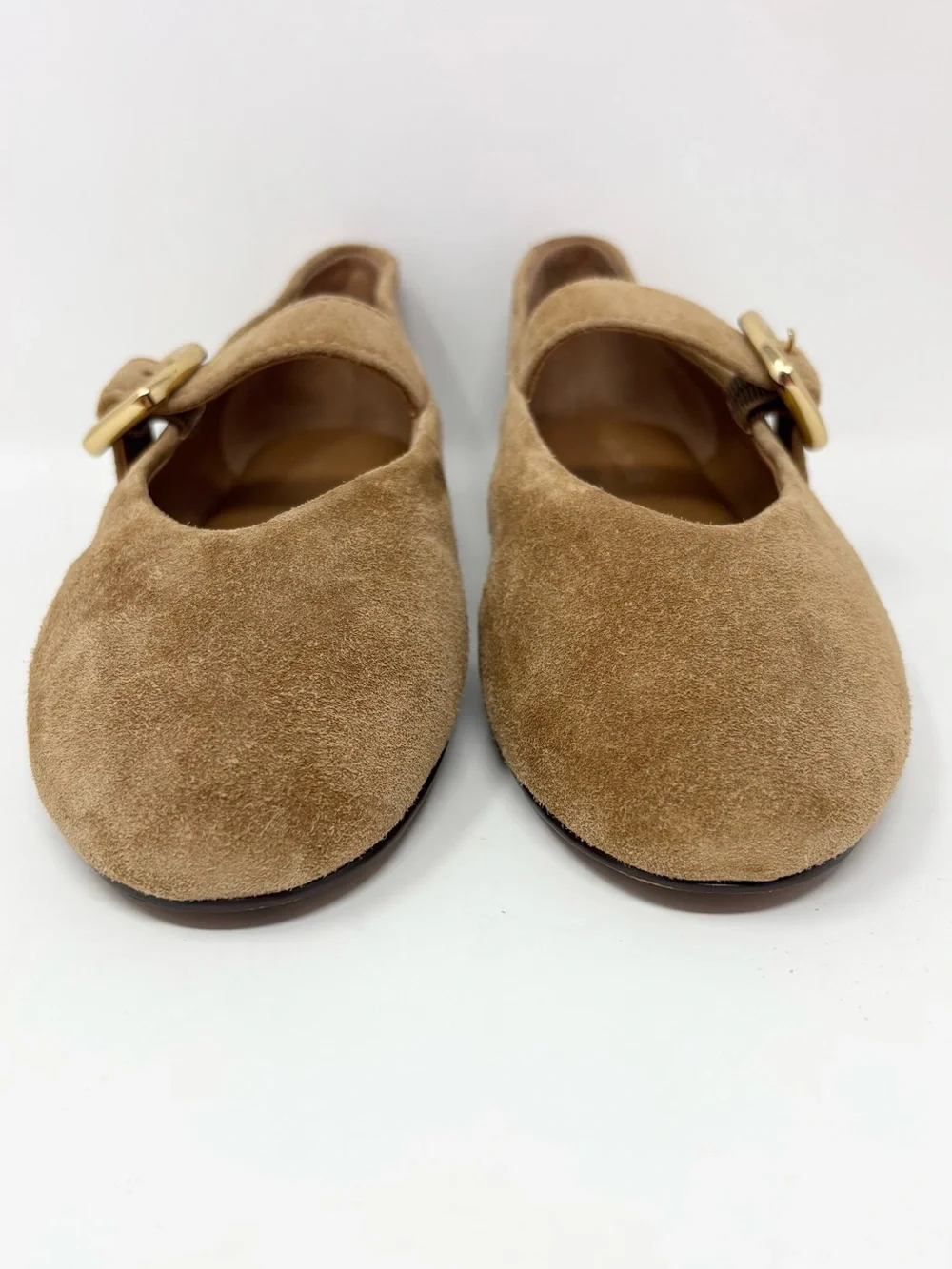 Madewell The Remy Mary Jane Flats Dried Acorn Brown Suede Gold Buckle Size 6
